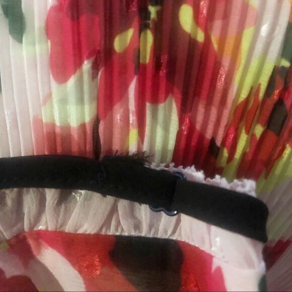 Foxiedox spaghetti strap floral pleaded belted pink dress size S - Picture 8 of 9